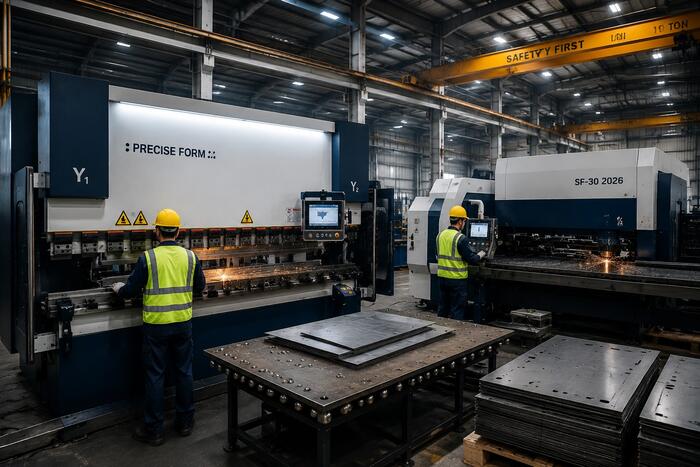 Nhà máy gia công thép với máy móc CNC hiện đại